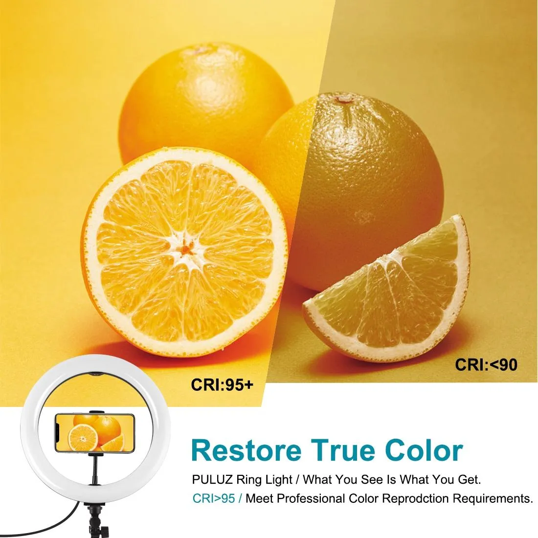 10.2" Ring Light with USB | 3 Modes | Dual Colour | Phone Clamp