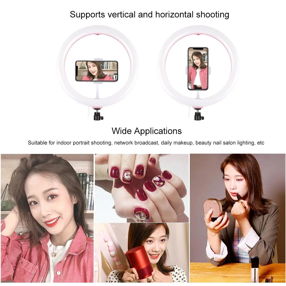 30cm USB Dual Colour LED Ring Light with Phone Clamp | Pink