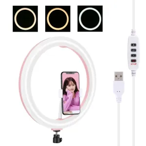 30cm USB Dual Colour LED Ring Light with Phone Clamp | Pink