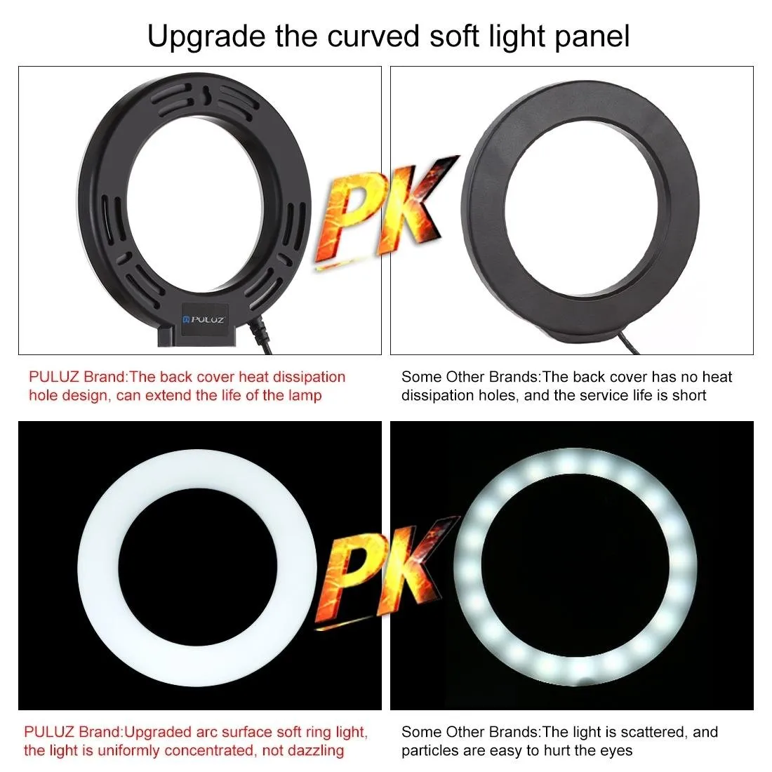 6.2" LED Ring Light with USB 3 Modes Dimmable | Desktop Tripod | Cold Shoe Ball Head