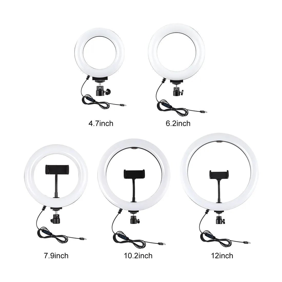 6.2" LED Ring Light with USB 3 Modes Dimmable | Desktop Tripod | Cold Shoe Ball Head
