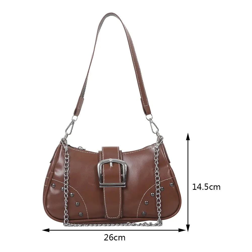 Amozae-Half Moon Bag Vintage PU Leather Small Shoulder Bag for Women Girls  Hobo Handbag Luxury Retro Red Ladies Armpit Purses Totes