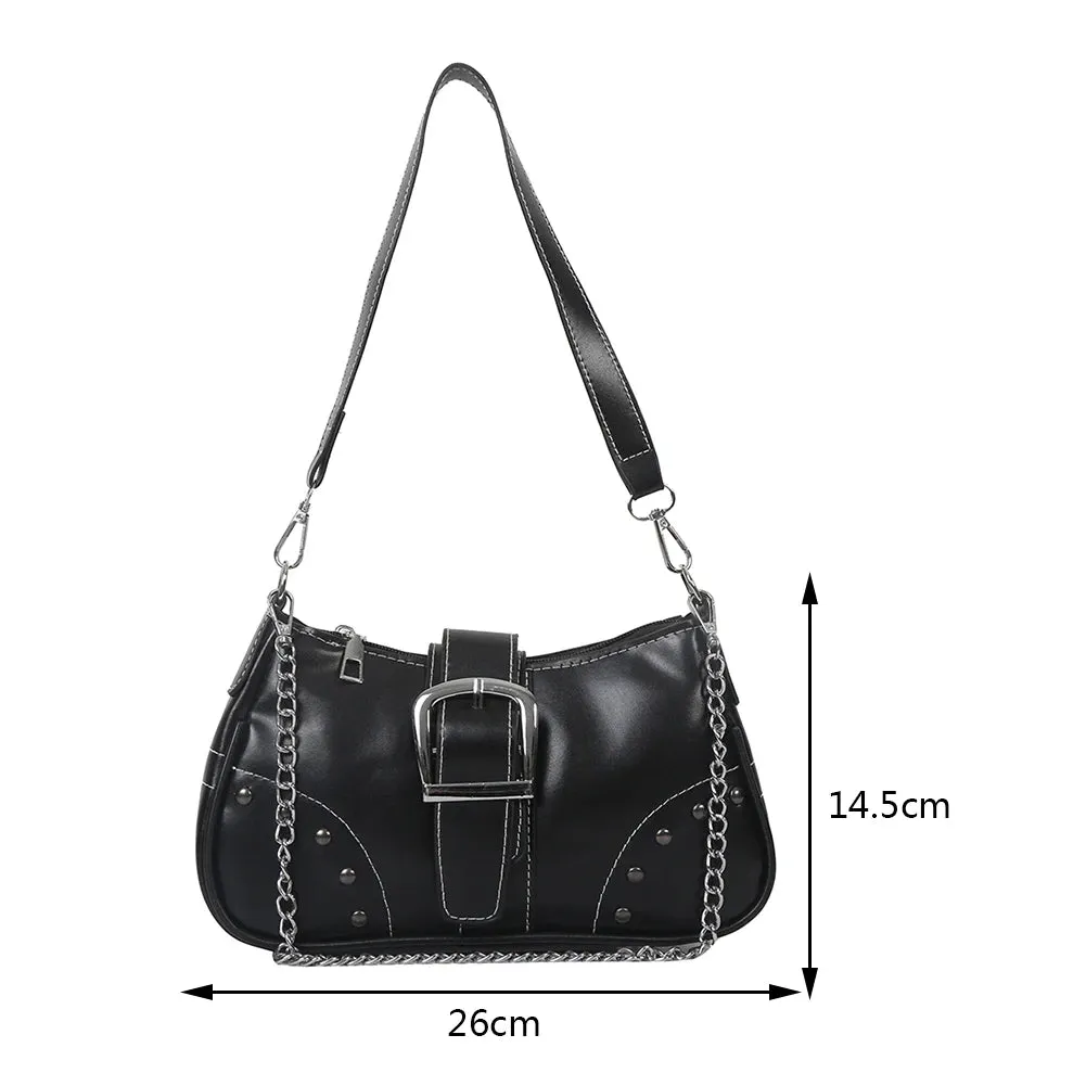 Amozae-Half Moon Bag Vintage PU Leather Small Shoulder Bag for Women Girls  Hobo Handbag Luxury Retro Red Ladies Armpit Purses Totes