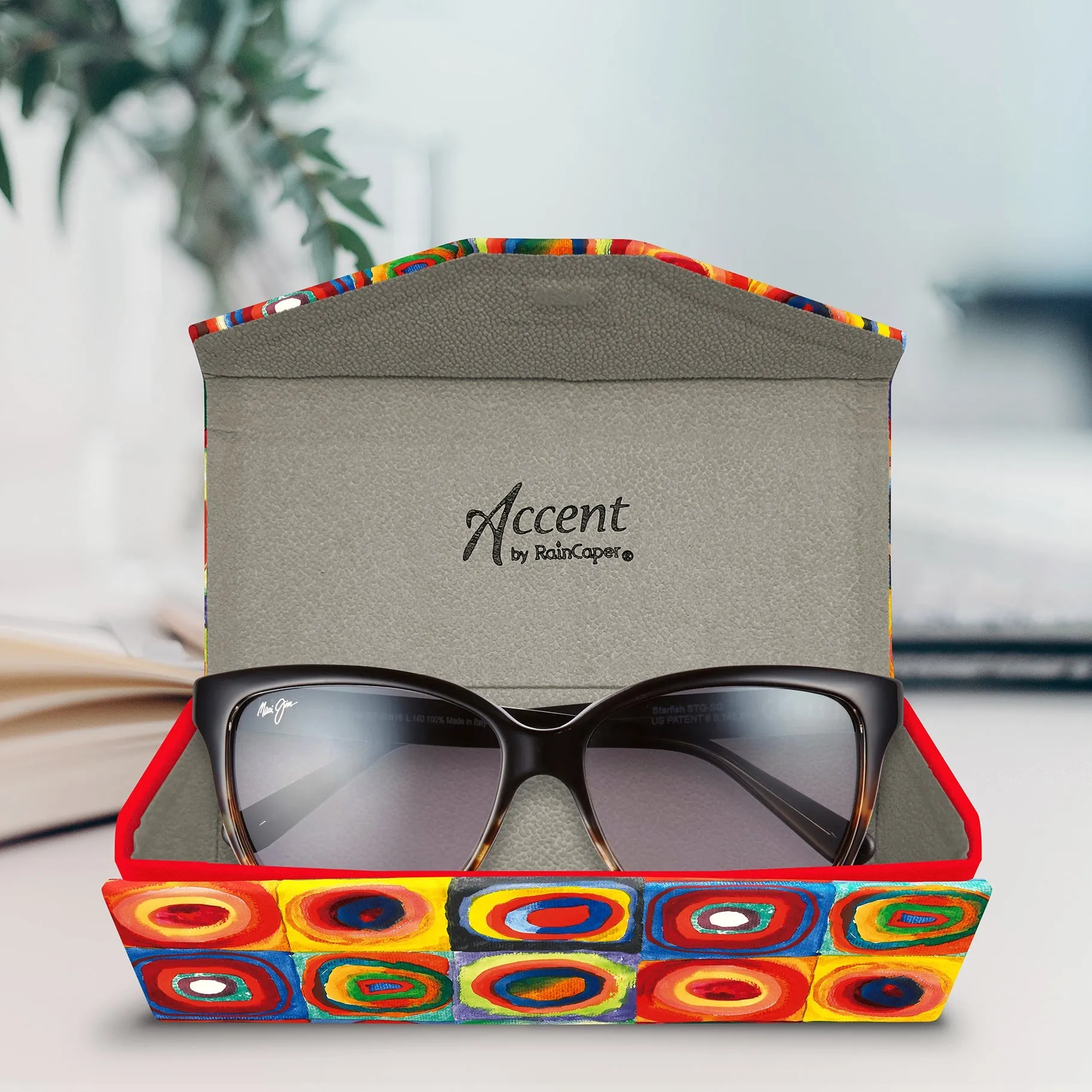 Folding Glasses Case - Vegan, Trifold, Kandinsky Circles