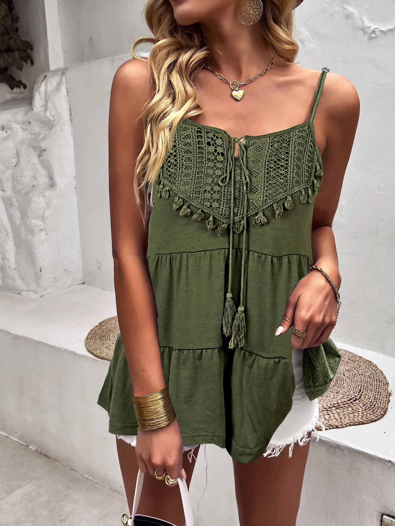 Leisure Holiday Sling Bow Tie Knit Top
