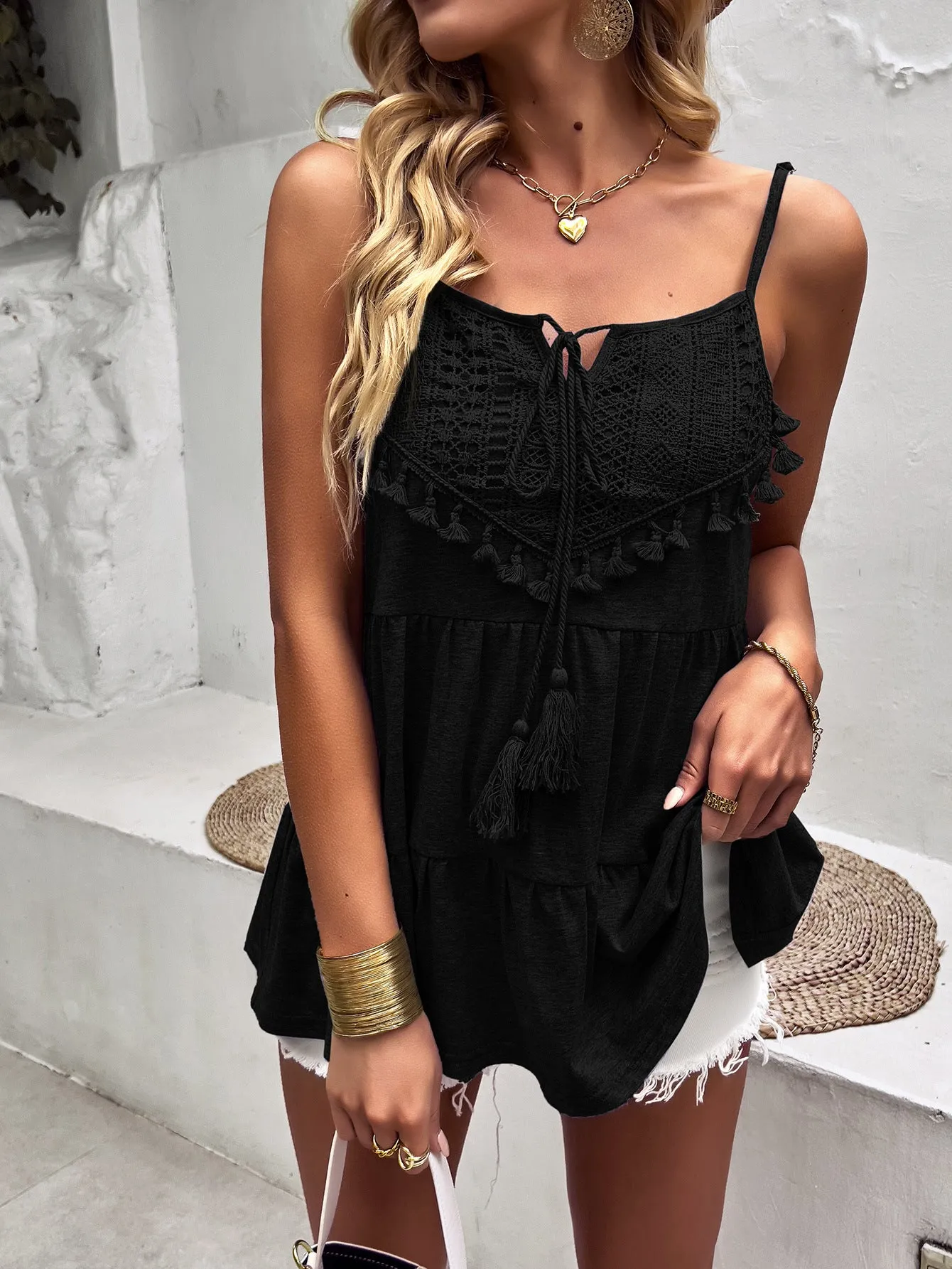 Leisure Holiday Sling Bow Tie Knit Top
