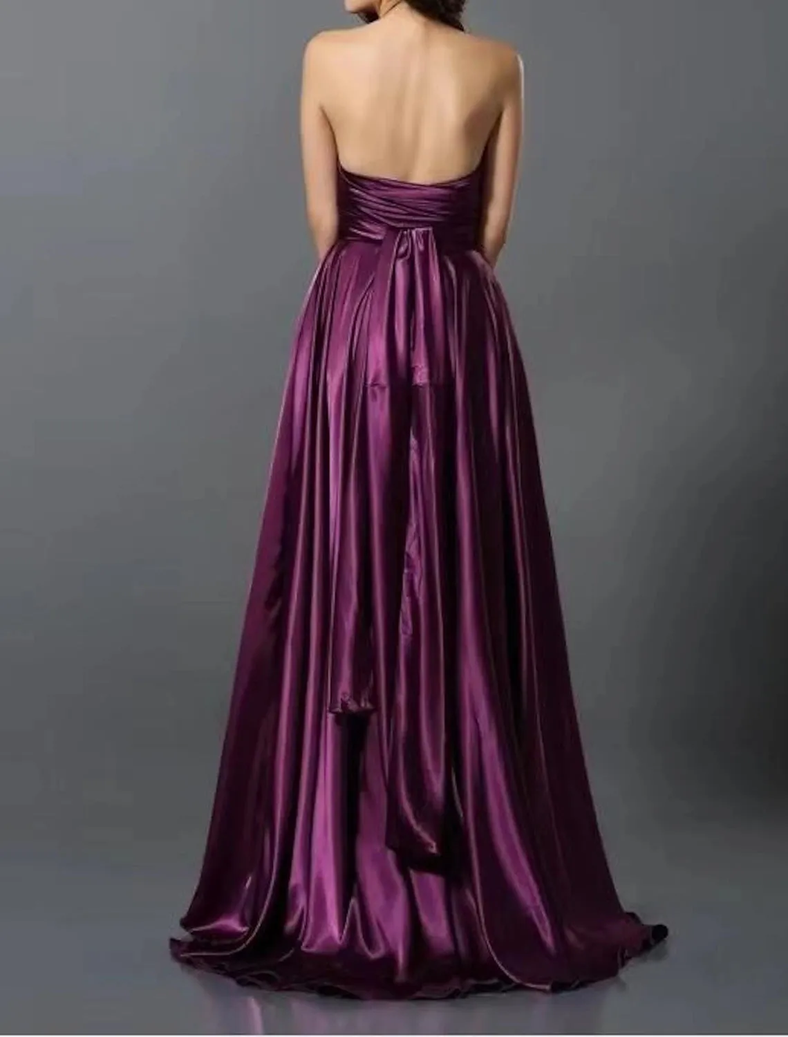 Luolandi A-Line Wedding Guest Dresses Convertible Infinity Dress Party Wear Court Train Sleeveless One Shoulder Convertible Cotton Backless with Glitter Pleats