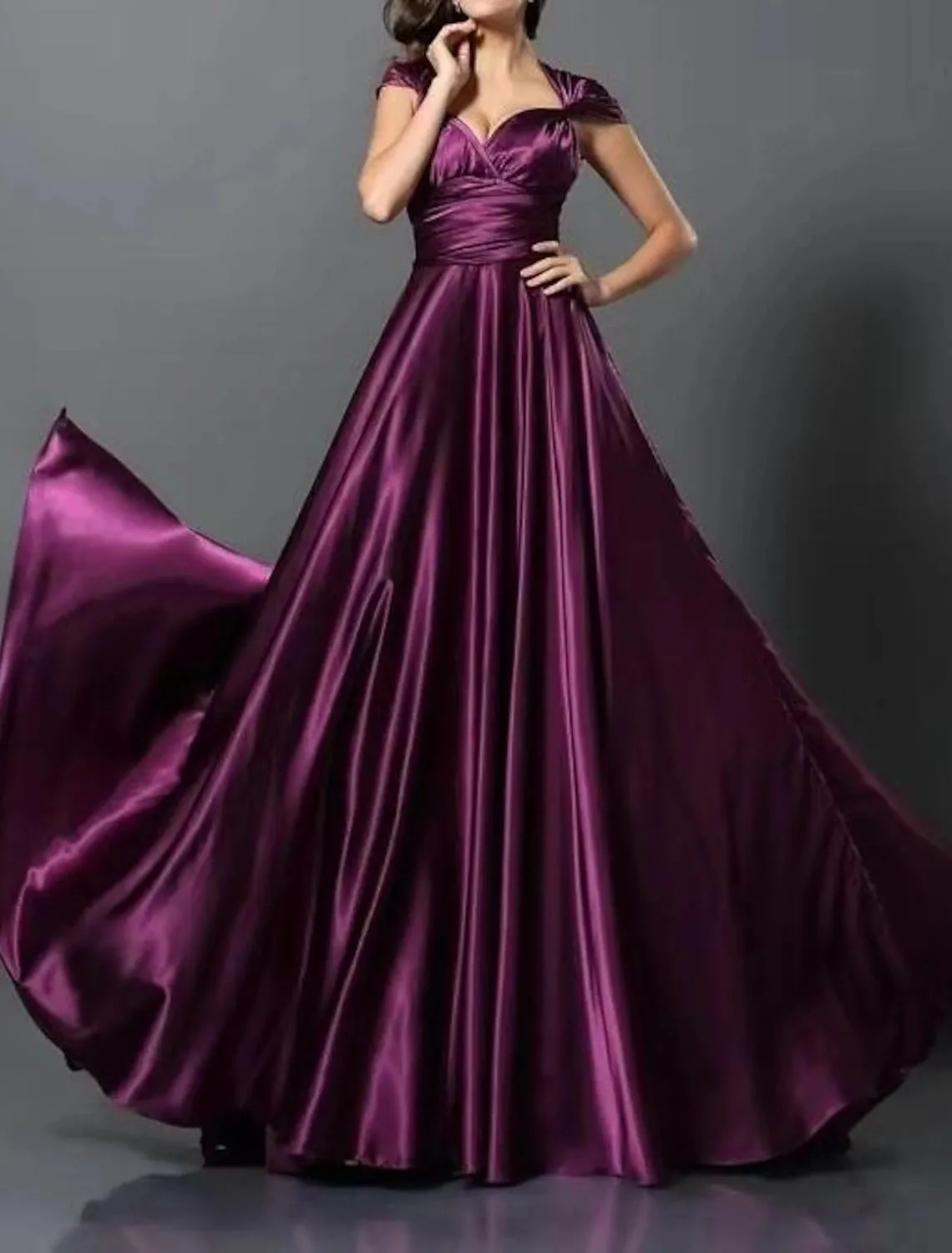 Luolandi A-Line Wedding Guest Dresses Convertible Infinity Dress Party Wear Court Train Sleeveless One Shoulder Convertible Cotton Backless with Glitter Pleats